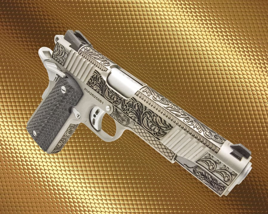 Rock Island Armory 1911 Rock Fs Tactical, 45 Acp, 'french Filigree Scroll' Design, Deep Engraved